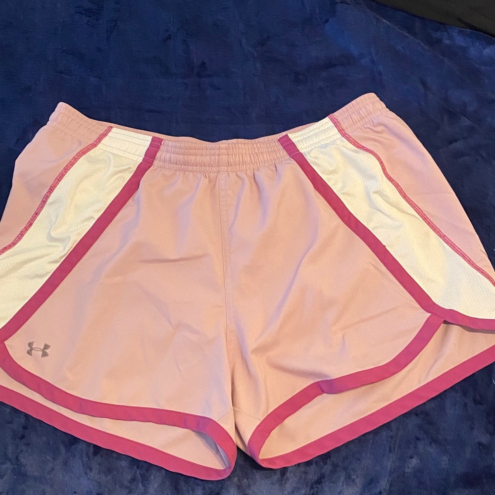 Under Armour Light Pink and White Running Shorts